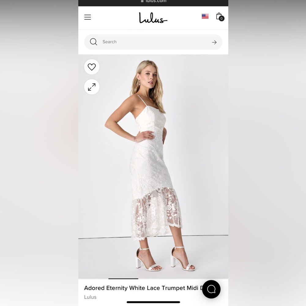 Lulus Adored Eternity White Lace Trumpet Midi Dress reception/rehearsal dress